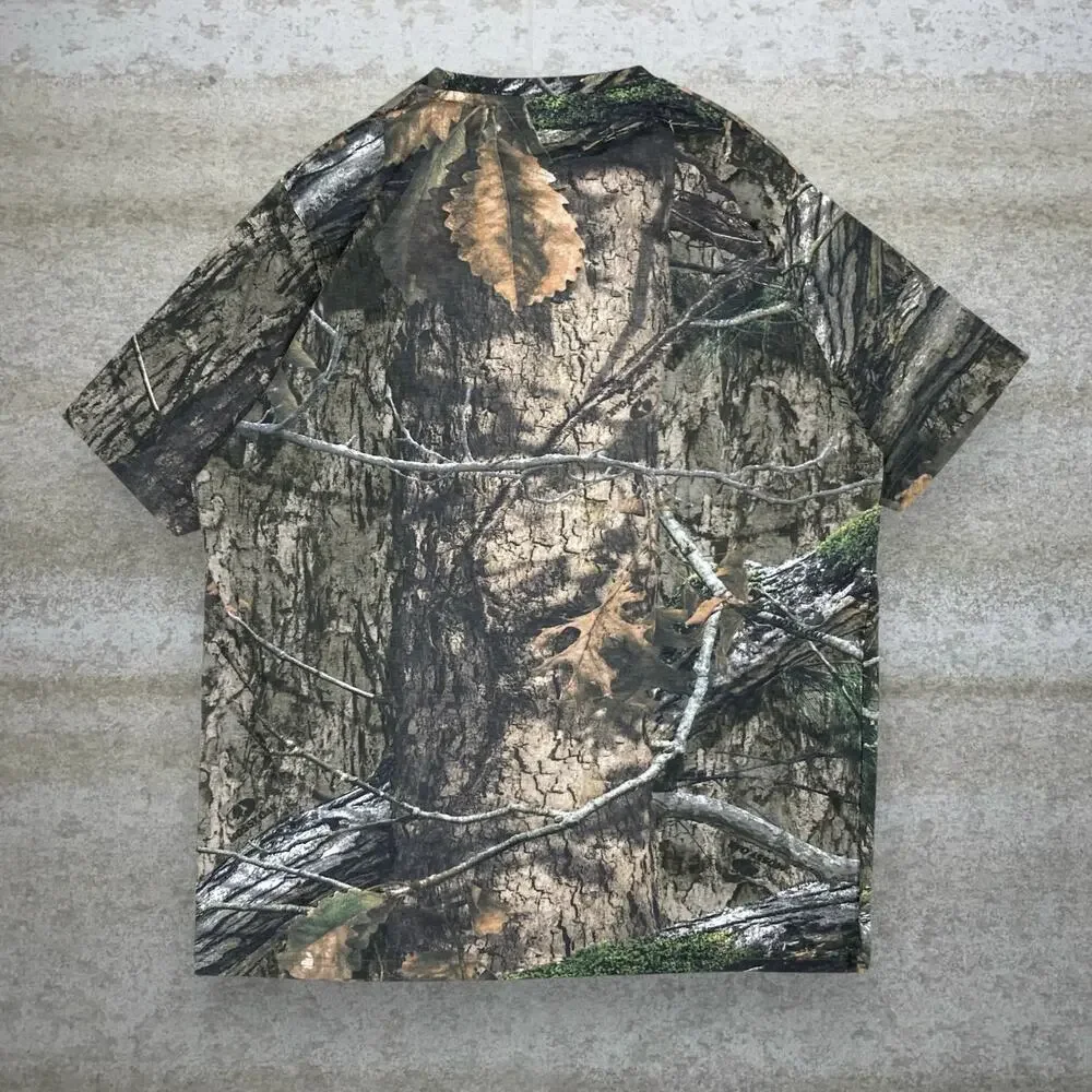 Vintage Y2K Mossy Oak Shirt Mens XL Hunting Camo Cotton Short Sleeve Woodland